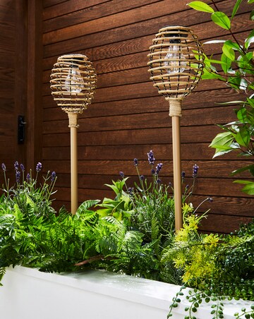 Lumina Natural Rattan Stake Light 2 Pack