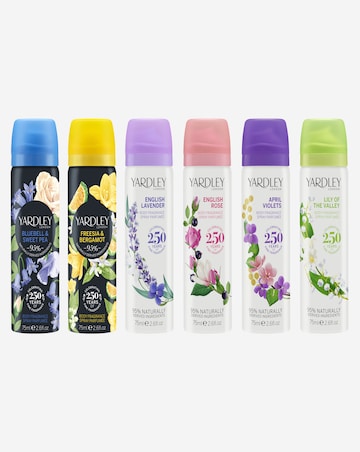 Yardley Set of 5 Body Sprays 6TH SPRAY FREE