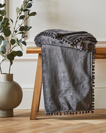 Pom Pom Soft Fleece Throw