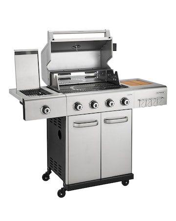 Outback Jupiter 4 Burner Stainless Steel Hybrid BBQ with Chopping Board