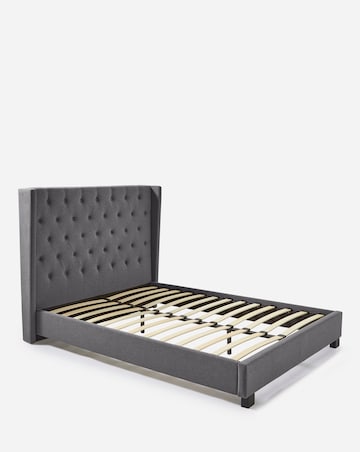 Allegra Winged Fabric Bed with 3 Layer Memory Foam Hybrid Mattress