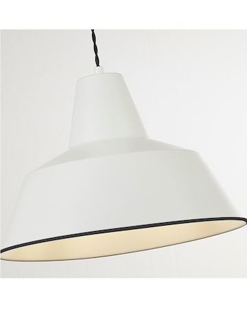 Cream Metal Diner Pendant with Twisted Braided Black Suspension Cable