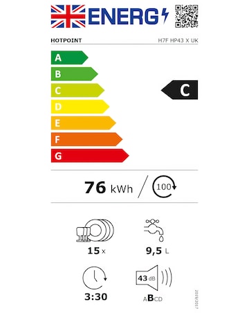 Hotpoint Maxi Space H7F HP43 X UK Full Size Dishwasher 15 Place Settings Silver