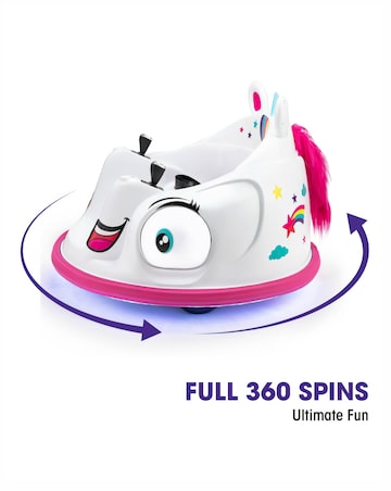 Xootz Kids Electric Unicorn Bumper Car Ride-On - White