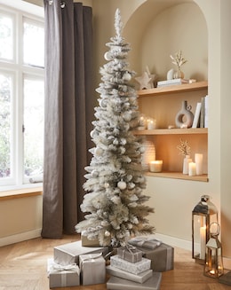 Grey Glitter Tipped Slim Christmas Tree