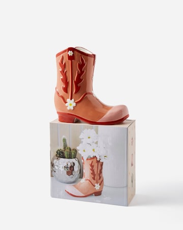 Pink Cowboy Boot Flower Vase