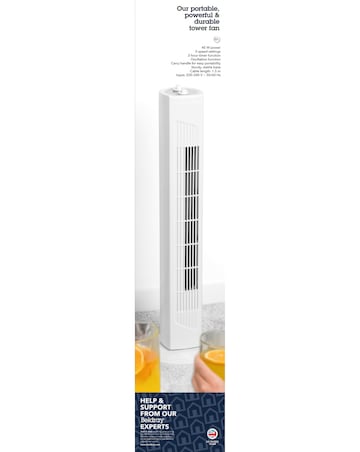 Beldray 32 Inch Tower Fan With Timer White