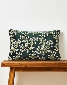 Holly Floral Embroidered Boudoir Cushion
