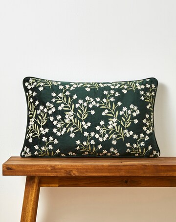 Holly Floral Embroidered Boudoir Cushion