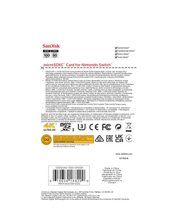 SanDisk 100MB/s microSDXC card for Nintendo Switch - 256GB