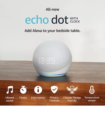 Amazon Echo Dot (5th Gen 2022) Smart Speaker with Clock & Alexa - Glacier White