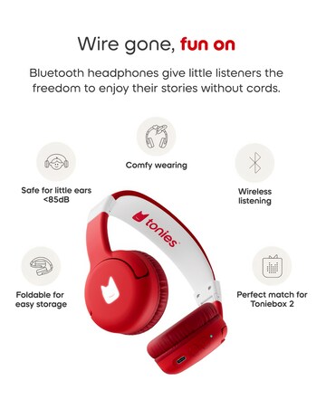 Tonies Bluetooth Headphones for Toniebox 2 - Sunset Red