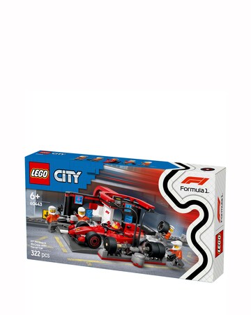 LEGO City F1 Pit Stop & Pit Crew with Ferrari Car Model Racing Vehicle Toy 60443