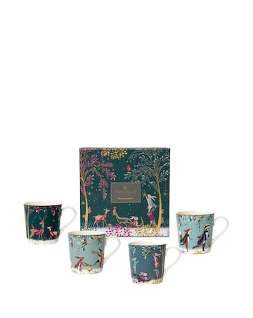Sara Miller Woodland Tales Set of 4 Mugs