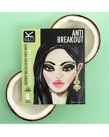 K-GLO Balancing Anti-Breakout Coconut Bio-Cellulose 4 Pack of Face Masks