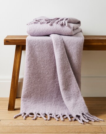 Faux Mohair Fringed Throw - Lilac