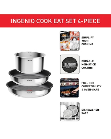Tefal Ingenio Cook Eat 4 Piece Stainless Steel Pan Set