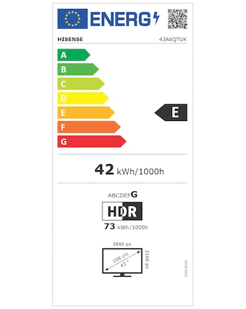 Hisense 43A6QTUK 43in 4K Ultra HD HDR LED Smart TV
