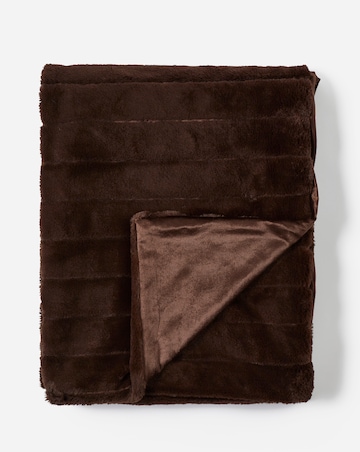 Large Ribbed Faux Fur Throw - Chocolate