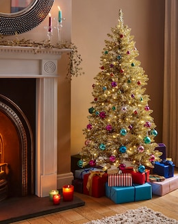 Pre Lit Tinsel Christmas Tree