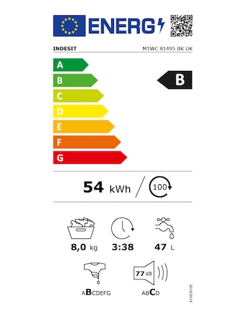 Indesit MTWC81495BKUK 8kg 1400rpm Washing Machine- Black