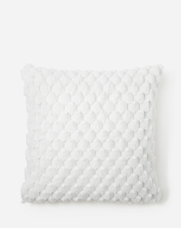 Scallop Faux Fur Cushion - Ivory