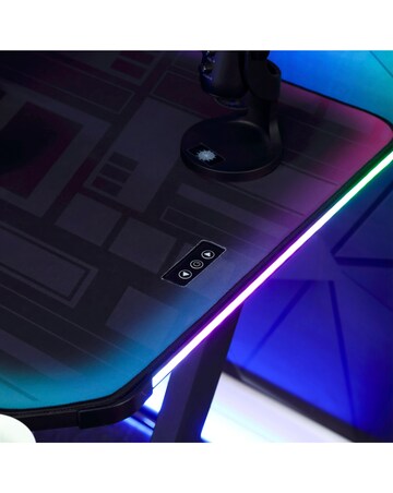 X Rocker Lumio Compact Gaming Desk with LED Lighting - Carbon Black
