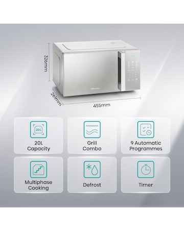 Hisense H20MOMSS4HGUK Mirror Silver Microwave 20L