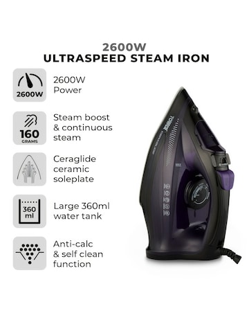 Tower CeraGlide T22011 Ultra Iron with Ceramic Soleplate Variable Steam, 2600W
