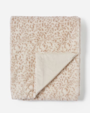 Leopard Printed Faux Fur Throw