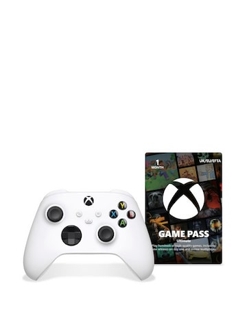 Xbox Robot White Wireless Controller & 1 Month Game Pass Ultimate Bundle