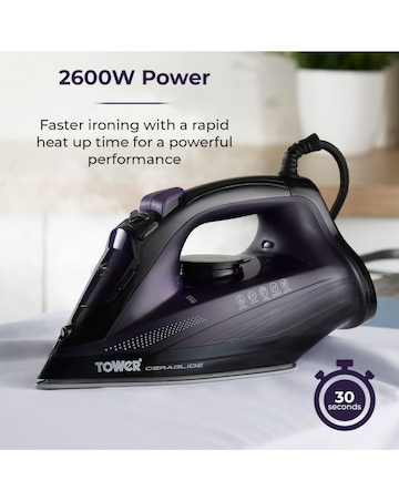 Tower CeraGlide T22011 Ultra Iron with Ceramic Soleplate Variable Steam, 2600W