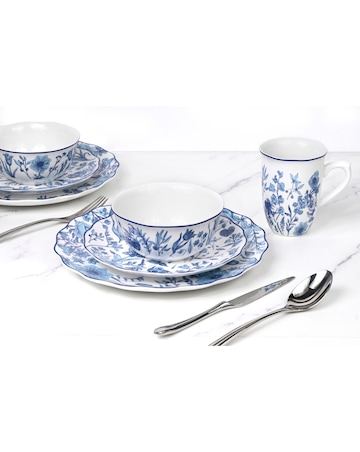 Waterside 16 Piece Blue Floral Dinner Set