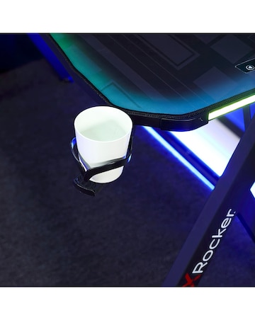 X Rocker Lumio Compact Gaming Desk with LED Lighting - Carbon Black