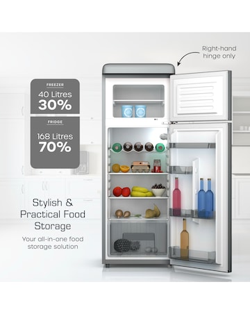 Swan SR11010GRNE Retro 30/70 Top Mounted Fridge Freezer - Grey