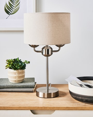 Fulford Brushed Silver & Linen Shade Table Lamp