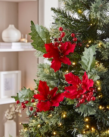 Christmas Poinsettia Tree Picks - Set of 5