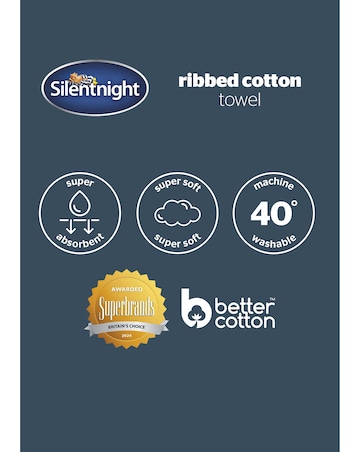 Silentnight Ribbed Cotton Towels Packs of 2