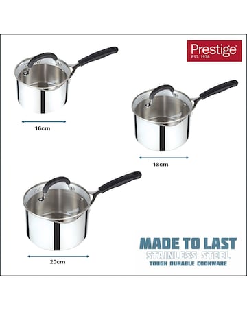 Prestige Made to Last 3 Piece Straining Saucepan Set