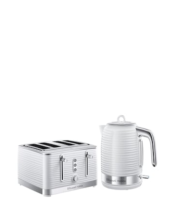 Russell Hobbs Inspire Kettle and Toaster Bundle White