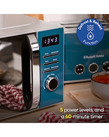 Russell Hobbs Distinctions 20 Litre Ocean Blue Stainless Steel Digital Microwave