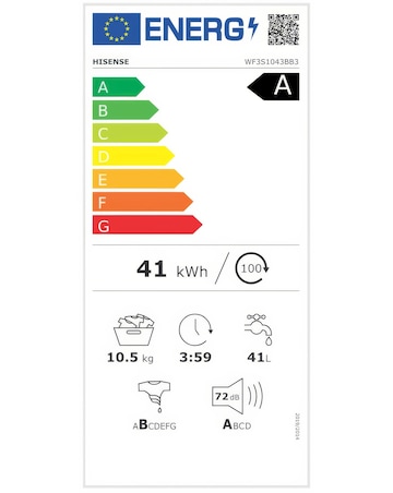 Hisense 3S Series WD3S104BB3 WiFi-enabled 10kg Washer Dryer - Black