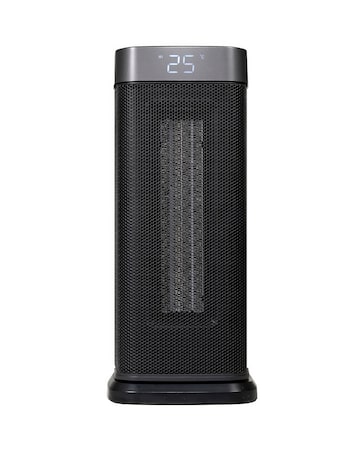 Russell Hobbs Black 2kw Digital Oscillating Ceramic Heater with silver Trim