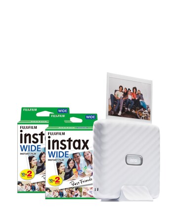 Fujifilm Instax Link Wide Printer with 40 Shot Film Pack - Ash White