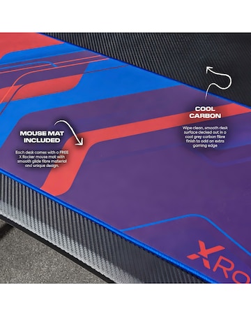 X Rocker Ocelot Gaming Desk & Saturn Junior Gaming Chair Bundle - Blue