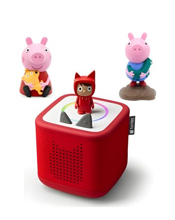 Toniebox 2 Sunset Red Starter Set and 2 Peppa Pig Audio Characters Bundle