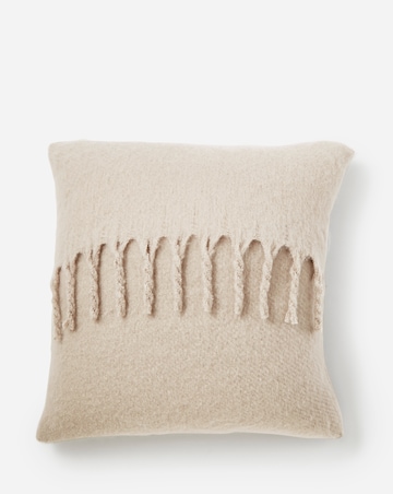 Faux Mohair Fringed Cushion - Natural