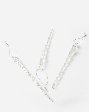 Set of 6 Clear Iridescent Glass Icicle Christmas Tree Decorations