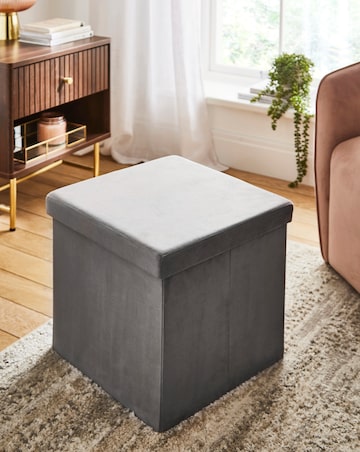 Velvet Foldable Storage Ottoman Cube