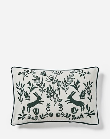 Embroidered Rabbit Boudoir Cushion